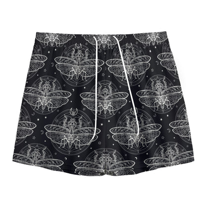 Mantis Spirit Animal Pattern Print Mesh Shorts