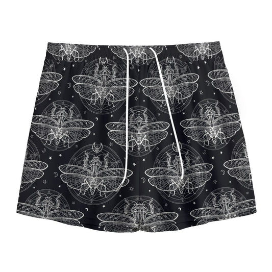 Mantis Spirit Animal Pattern Print Mesh Shorts