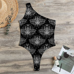 Mantis Spirit Animal Pattern Print One Shoulder Bodysuit