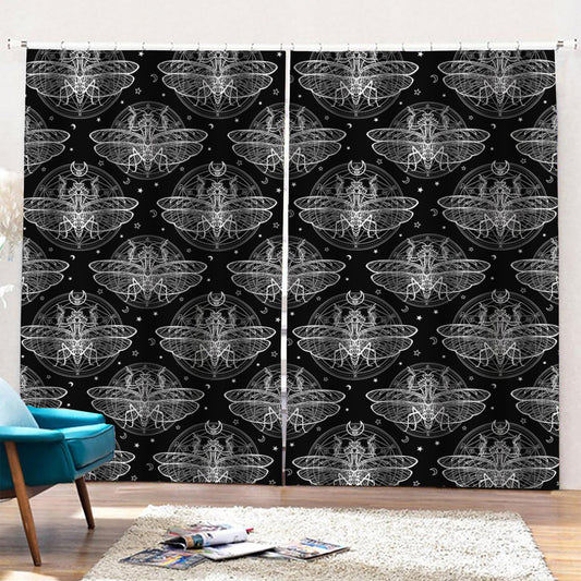 Mantis Spirit Animal Pattern Print Pencil Pleat Curtains