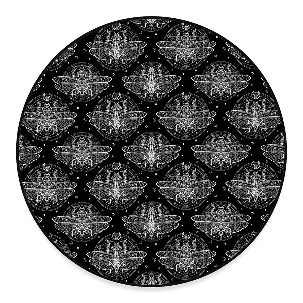 Mantis Spirit Animal Pattern Print Round Floor Mat