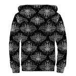 Mantis Spirit Animal Pattern Print Sherpa Lined Zip Up Hoodie