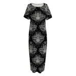 Mantis Spirit Animal Pattern Print Short Sleeve Long Nightdress