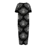 Mantis Spirit Animal Pattern Print Short Sleeve Long Nightdress