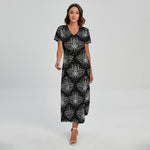 Mantis Spirit Animal Pattern Print Short Sleeve Maxi Dress