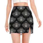 Mantis Spirit Animal Pattern Print Side Slit Mini Skirt