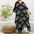 Mantis Spirit Animal Pattern Print Silk V-Neck Kaftan Dress