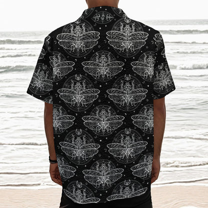 Mantis Spirit Animal Pattern Print Textured Short Sleeve Shirt