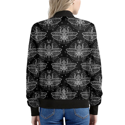 Mantis Spirit Animal Pattern Print Women's Bomber Jacket