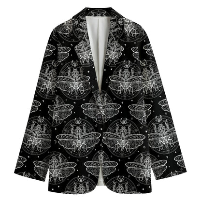 Mantis Spirit Animal Pattern Print Women's Cotton Blazer