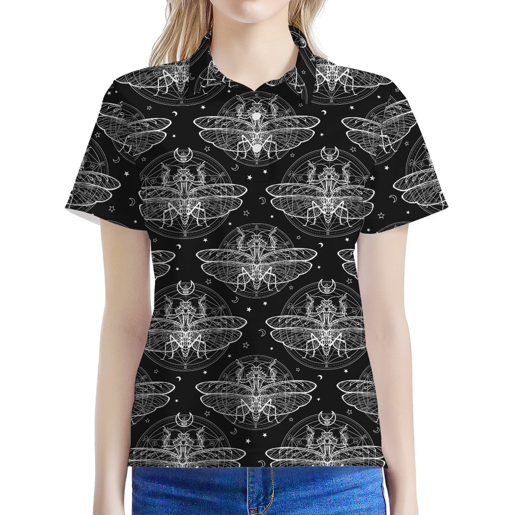 Mantis Spirit Animal Pattern Print Women's Polo Shirt