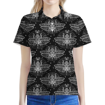 Mantis Spirit Animal Pattern Print Women's Polo Shirt