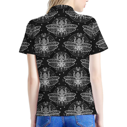 Mantis Spirit Animal Pattern Print Women's Polo Shirt