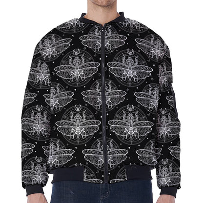 Mantis Spirit Animal Pattern Print Zip Sleeve Bomber Jacket