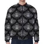 Mantis Spirit Animal Pattern Print Zip Sleeve Bomber Jacket