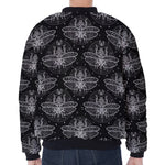 Mantis Spirit Animal Pattern Print Zip Sleeve Bomber Jacket