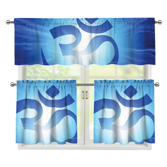 Mantra Om Print 3 Piece Kitchen Curtains