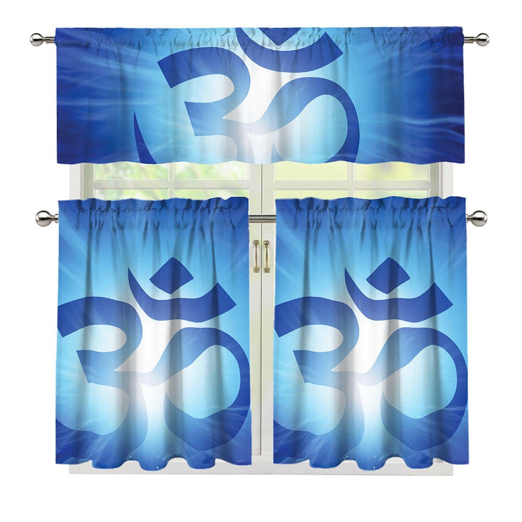 Mantra Om Print 3 Piece Kitchen Curtains