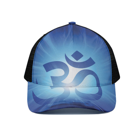 Mantra Om Print Black Mesh Trucker Cap