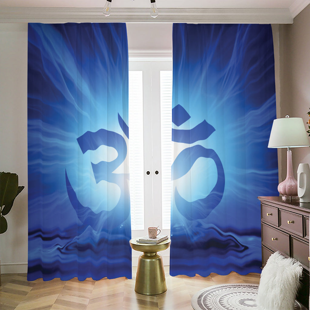 Mantra Om Print Blackout Pencil Pleat Curtains