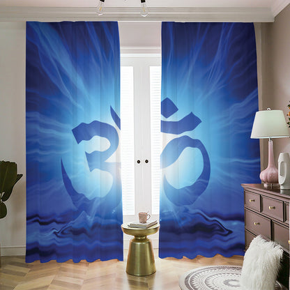 Mantra Om Print Blackout Pencil Pleat Curtains