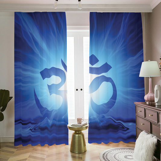 Mantra Om Print Blackout Pencil Pleat Curtains