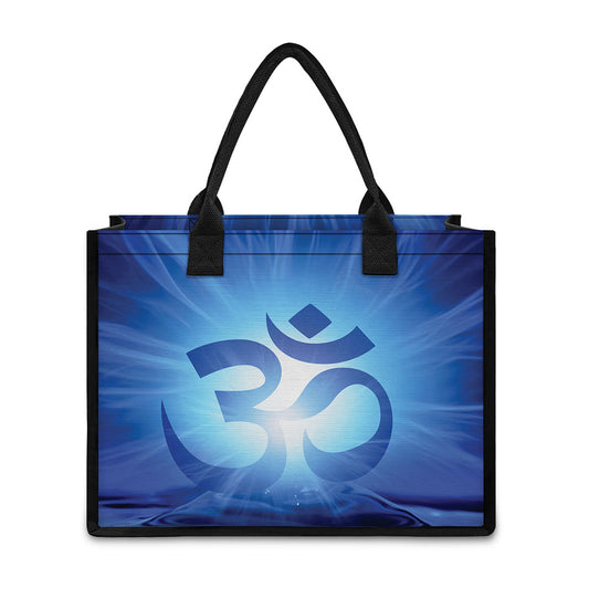 Mantra Om Print Canvas Tote Bag