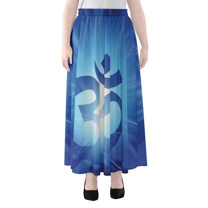 Mantra Om Print Chiffon Maxi Skirt