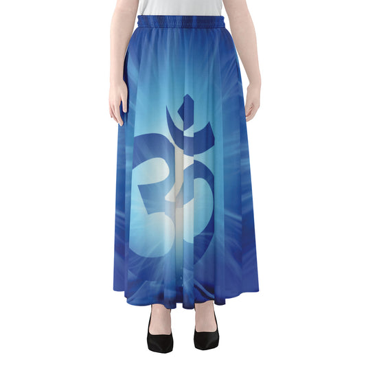 Mantra Om Print Chiffon Maxi Skirt