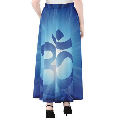 Mantra Om Print Chiffon Maxi Skirt