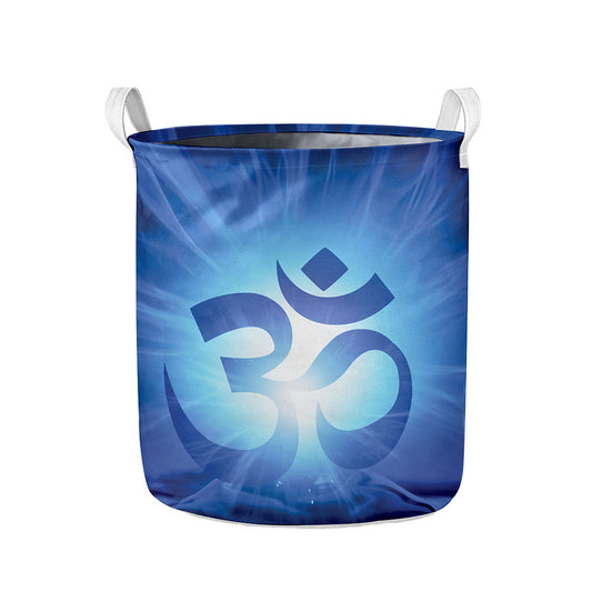 Mantra Om Print Collapsible Laundry Basket