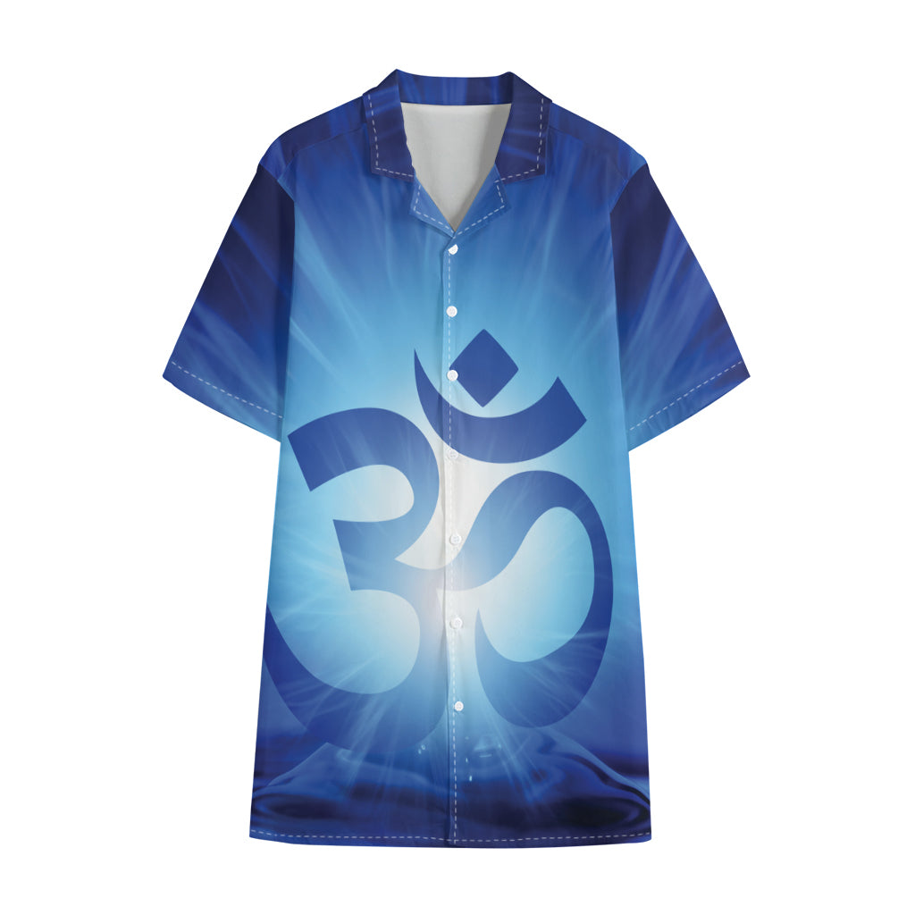 Mantra Om Print Cotton Hawaiian Shirt
