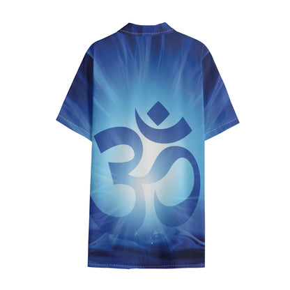 Mantra Om Print Cotton Hawaiian Shirt