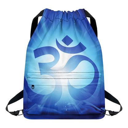 Mantra Om Print Drawstring Backpack
