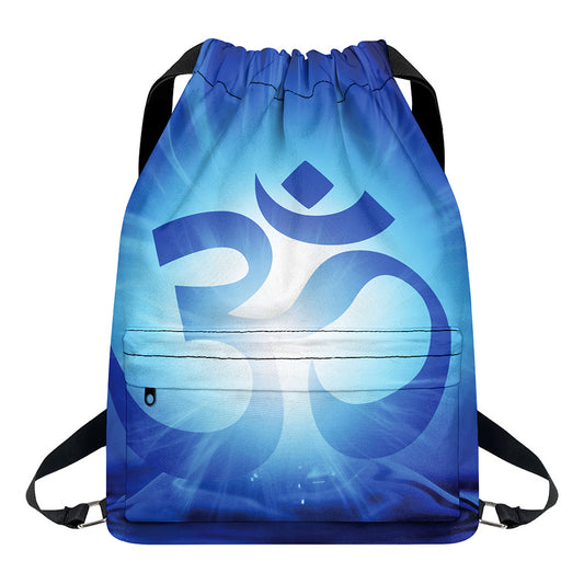 Mantra Om Print Drawstring Backpack