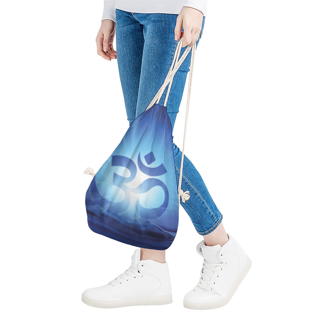 Mantra Om Print Drawstring Bag