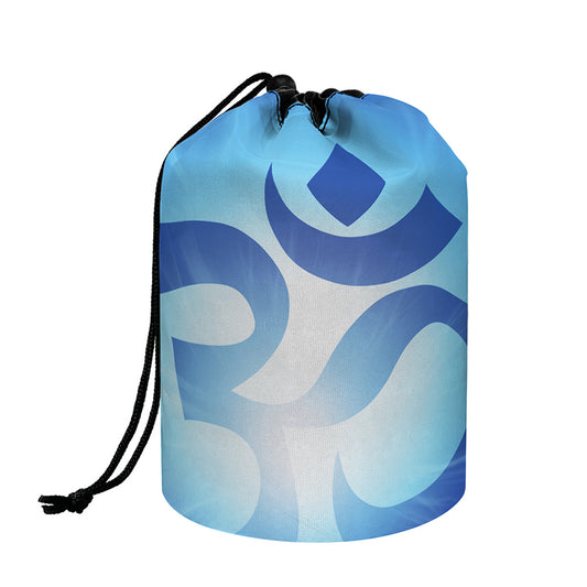 Mantra Om Print Drawstring Makeup Bag