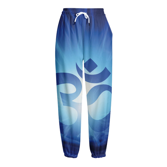 Mantra Om Print Fleece Lined Knit Pants