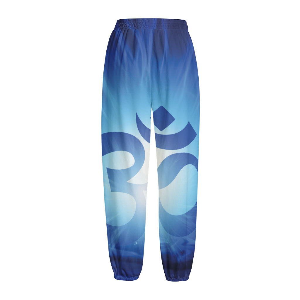 Mantra Om Print Fleece Lined Knit Pants
