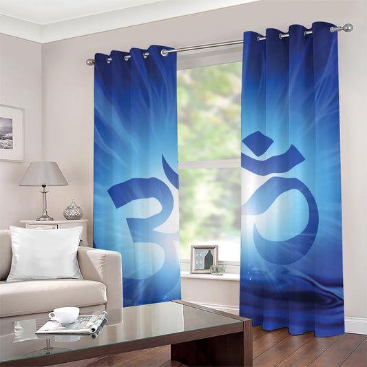 Mantra Om Print Grommet Curtains