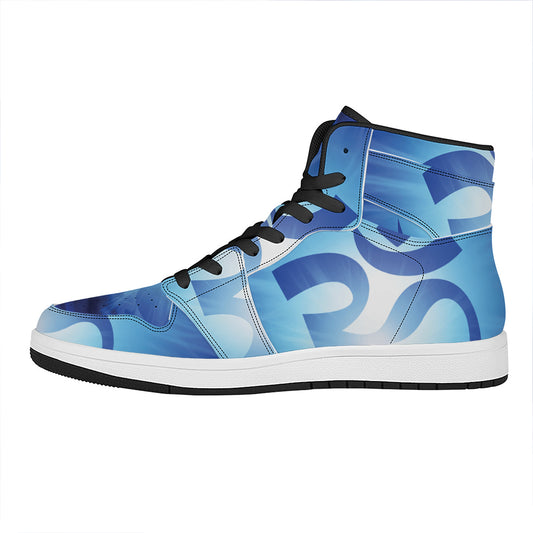 Mantra Om Print High Top Leather Sneakers