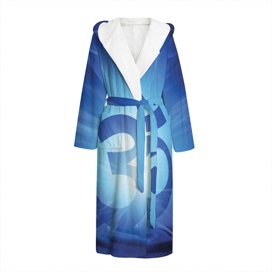Mantra Om Print Hooded Bathrobe