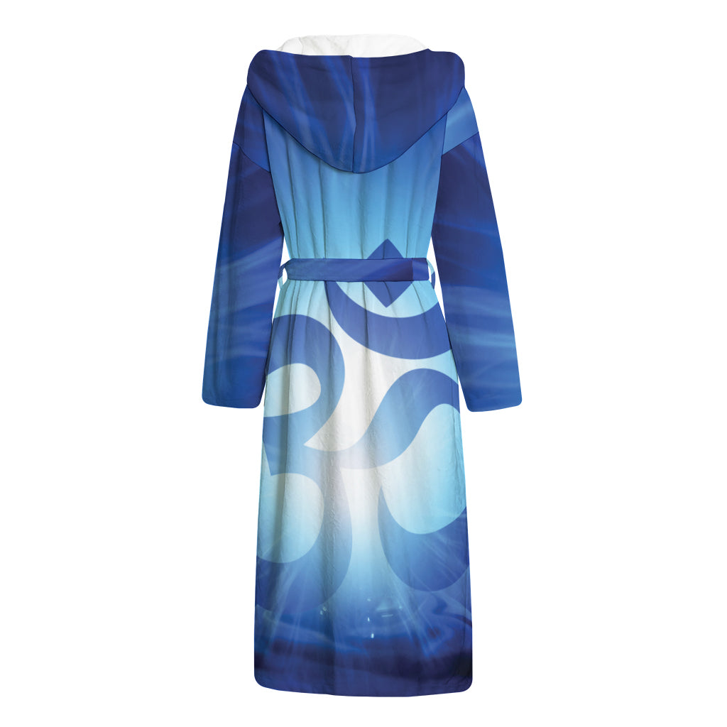 Mantra Om Print Hooded Bathrobe
