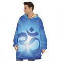 Mantra Om Print Hoodie Blanket