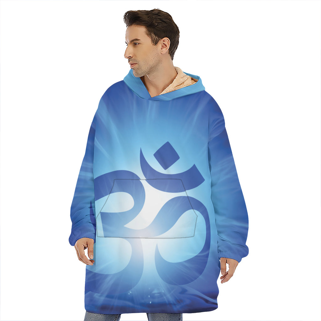 Mantra Om Print Hoodie Blanket