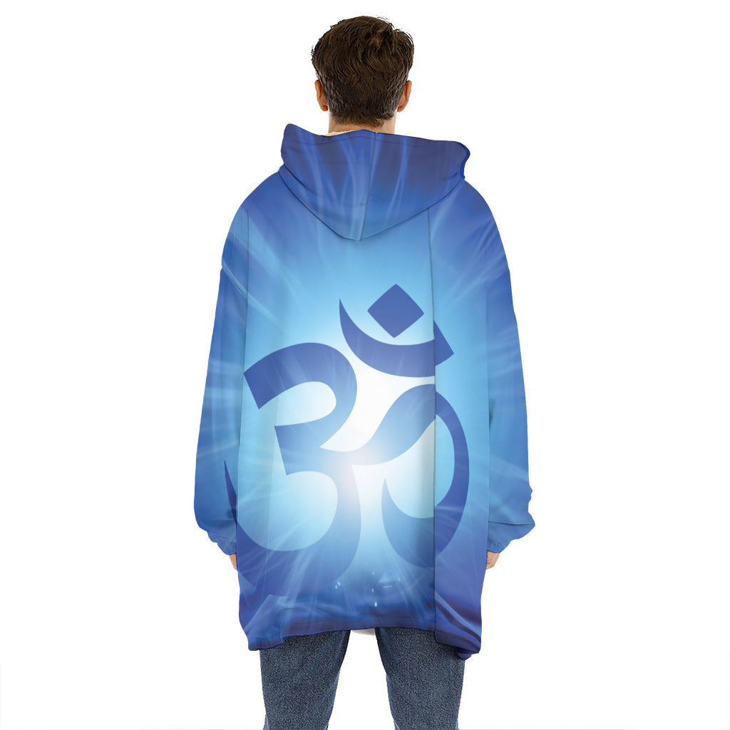 Mantra Om Print Hoodie Blanket