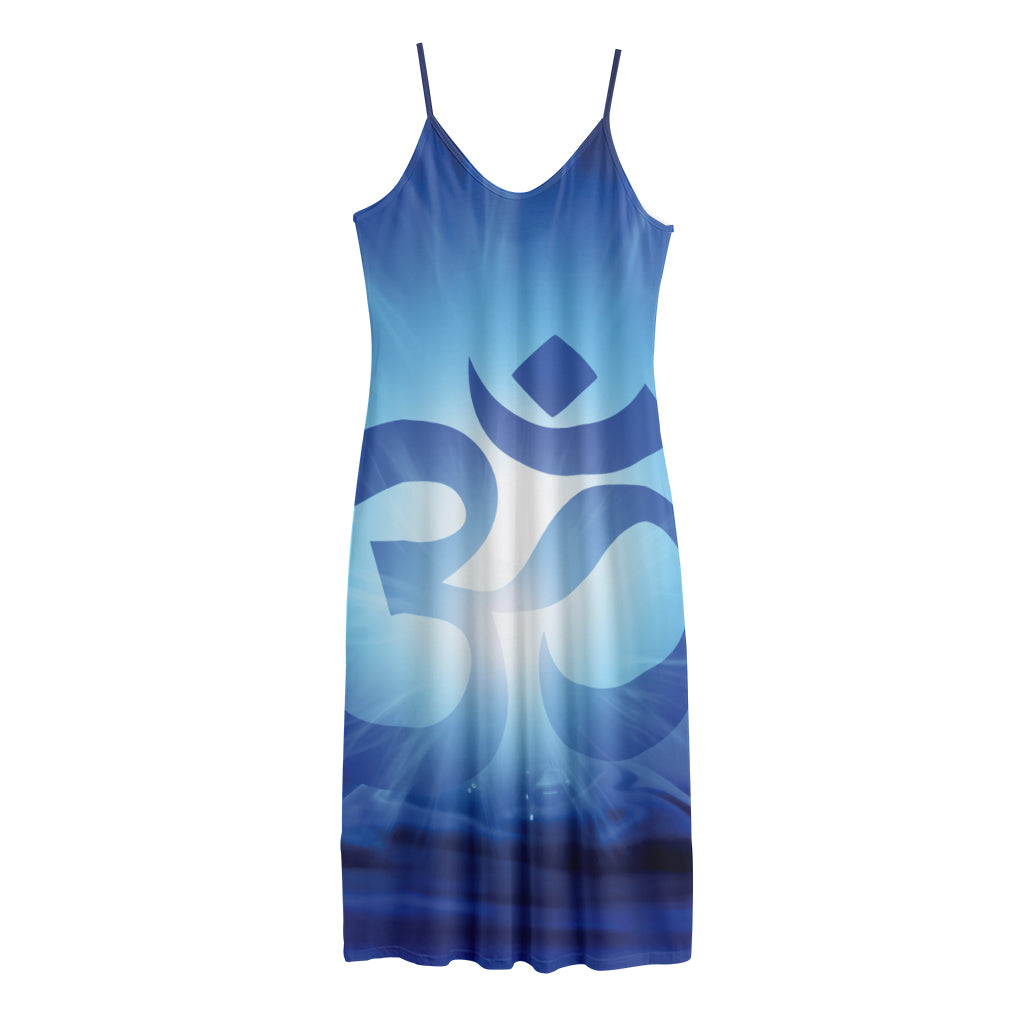 Mantra Om Print Jersey Midi Cami Dress