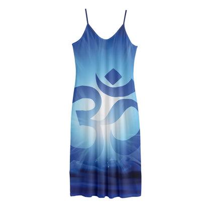 Mantra Om Print Jersey Midi Cami Dress
