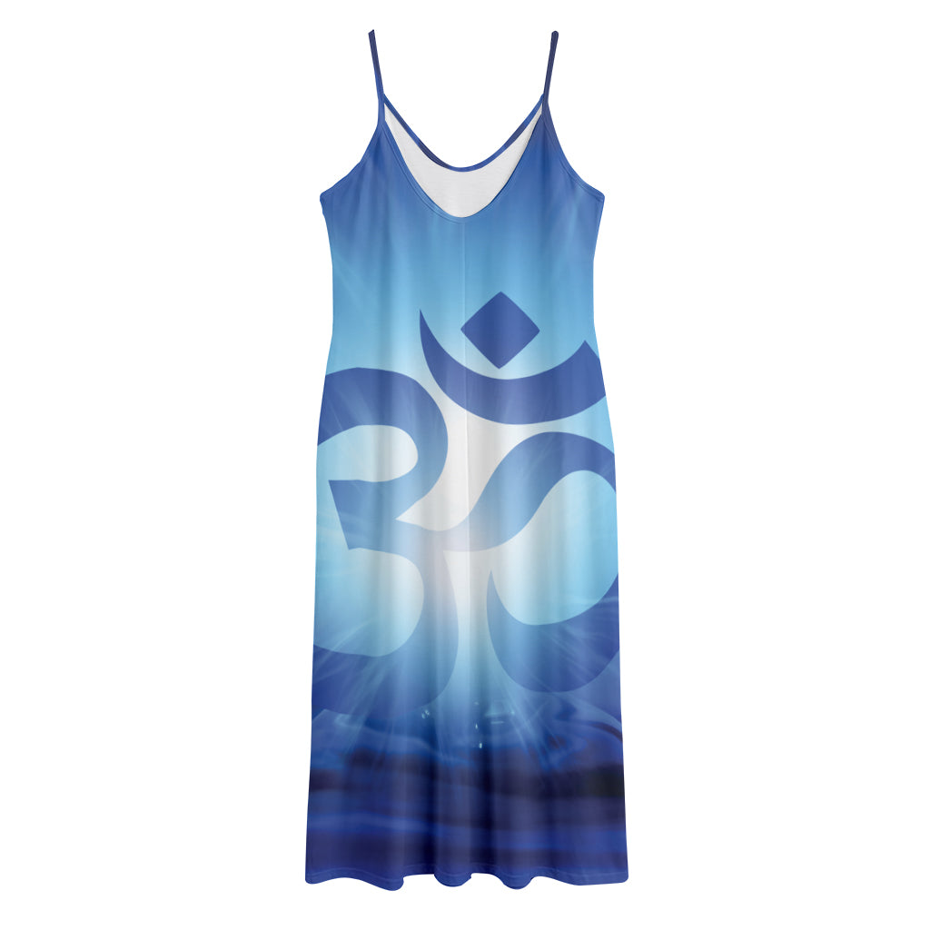 Mantra Om Print Jersey Midi Cami Dress