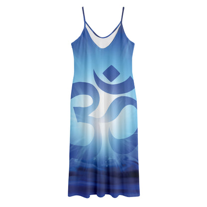 Mantra Om Print Jersey Midi Cami Dress